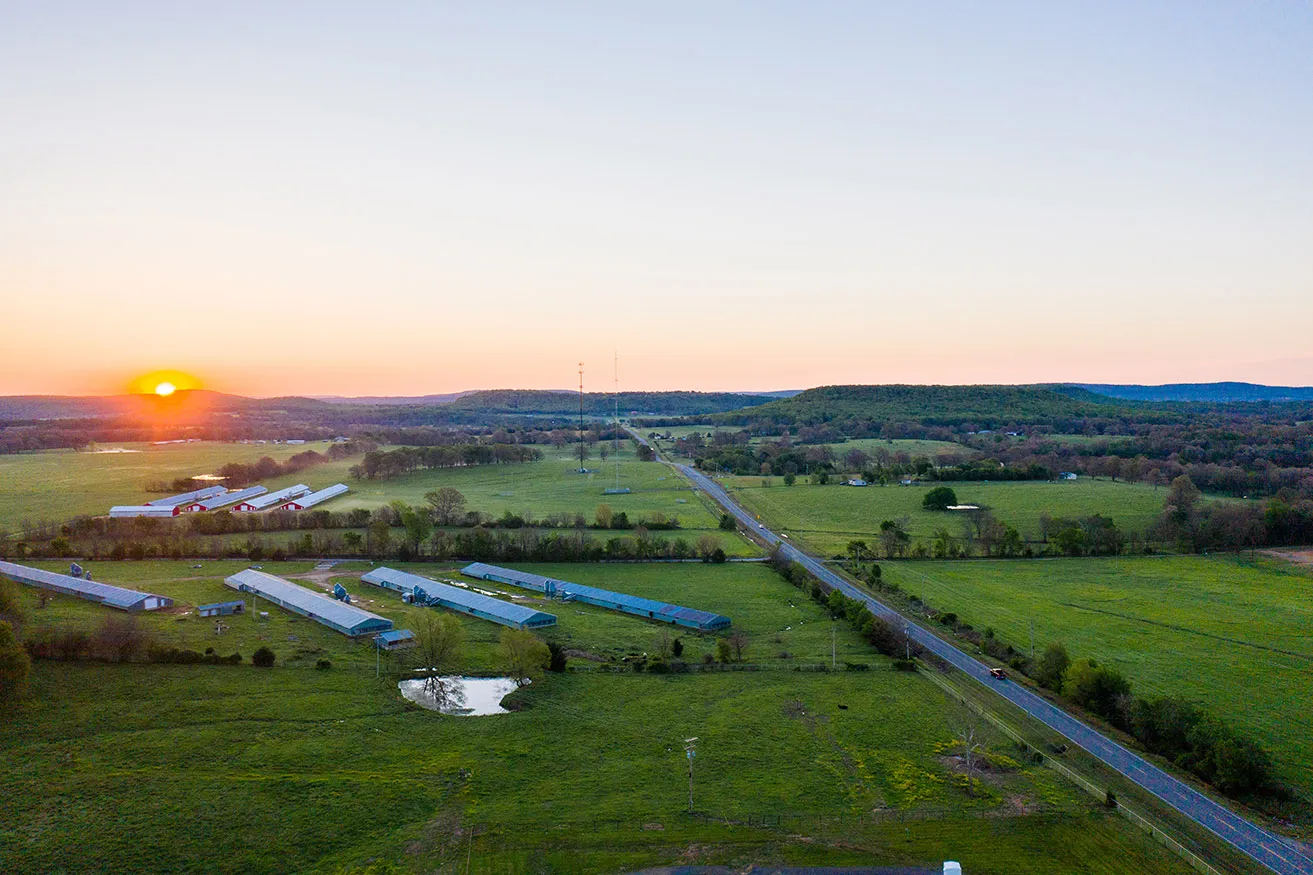 What Are the Benefits of Dallas Commercial Photography? - myheartcreative A Dallas aerial photography shot of the Oklahoma rural landscape at sunrise.