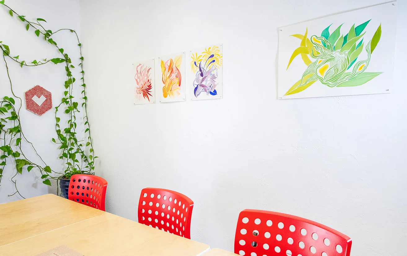The Science of Art - myheartcreative Four art pieces created by Malcolm Zachariah displayed in the conference room at the myheartcreative studio.