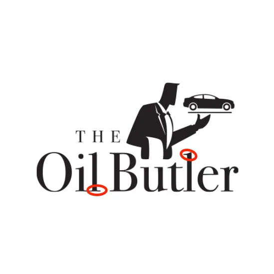 The Fundamentals of Font Psychology - myheartcreative The Oil Butler logo using a black Serif font. The Serifs on both "Ls" are circled in red.