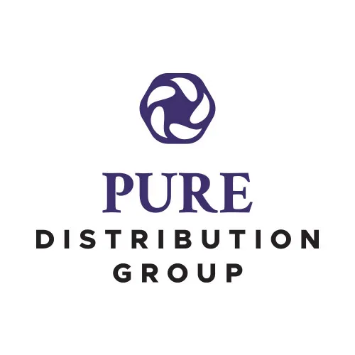The Pure Distribution Group logo with purple font. 