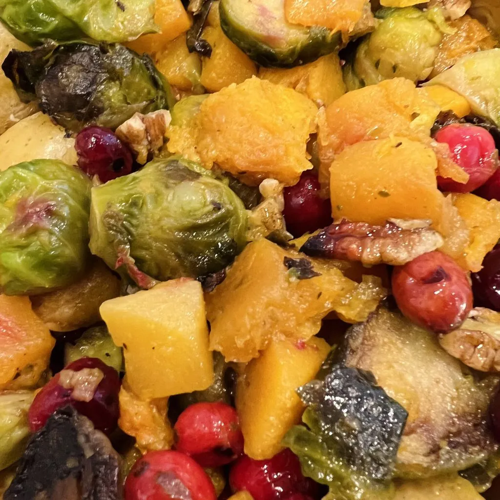 Creative New Things for Our Oklahoma Design Team - myheartcreative A mix of pan-seared brussels sprouts and roasted butternut squash cooked by Sam.