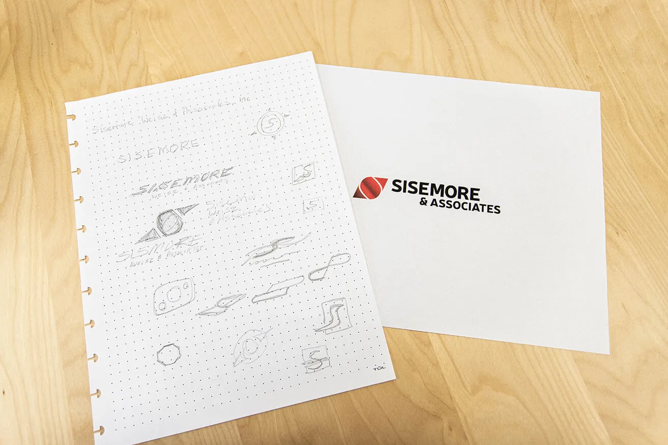 The Gestalt Principles of Graphic Design OKC - myheartcreative The sketches and final custom logo Oklahoma design for Sisemore & Associates that utilizes proximity.