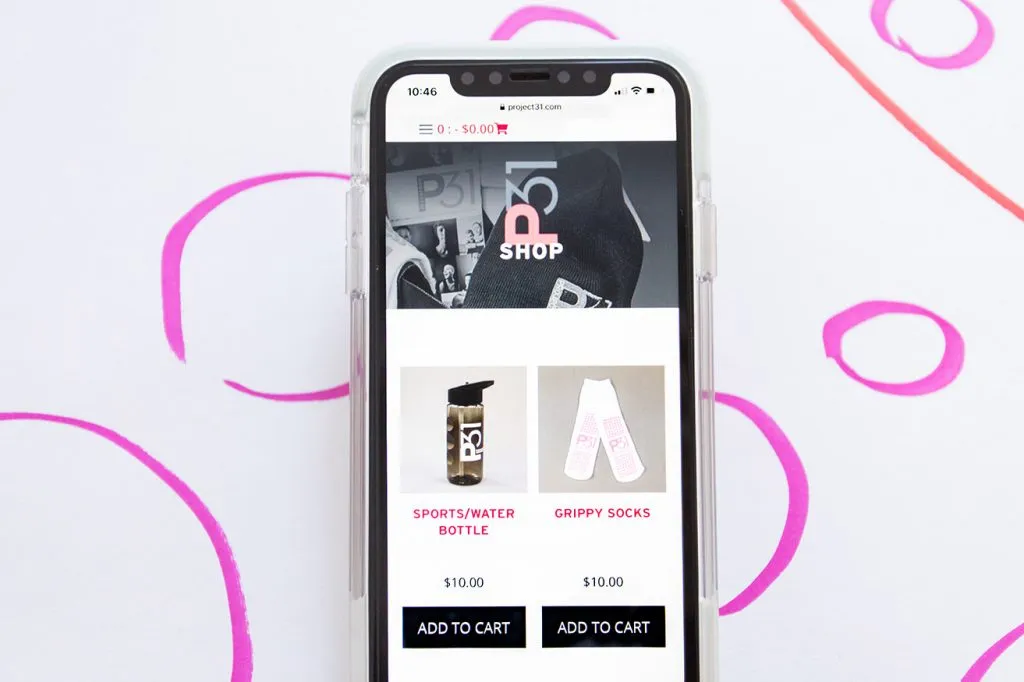 Top Considerations When Building an E-Commerce Website Design in Oklahoma City - myheartcreative A mobile-friendly and responsive web OKC design showing Project31's online shopping cart.