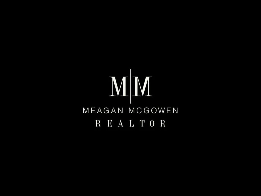 The logo for Meagan McGowen, Realtor on a black background. 