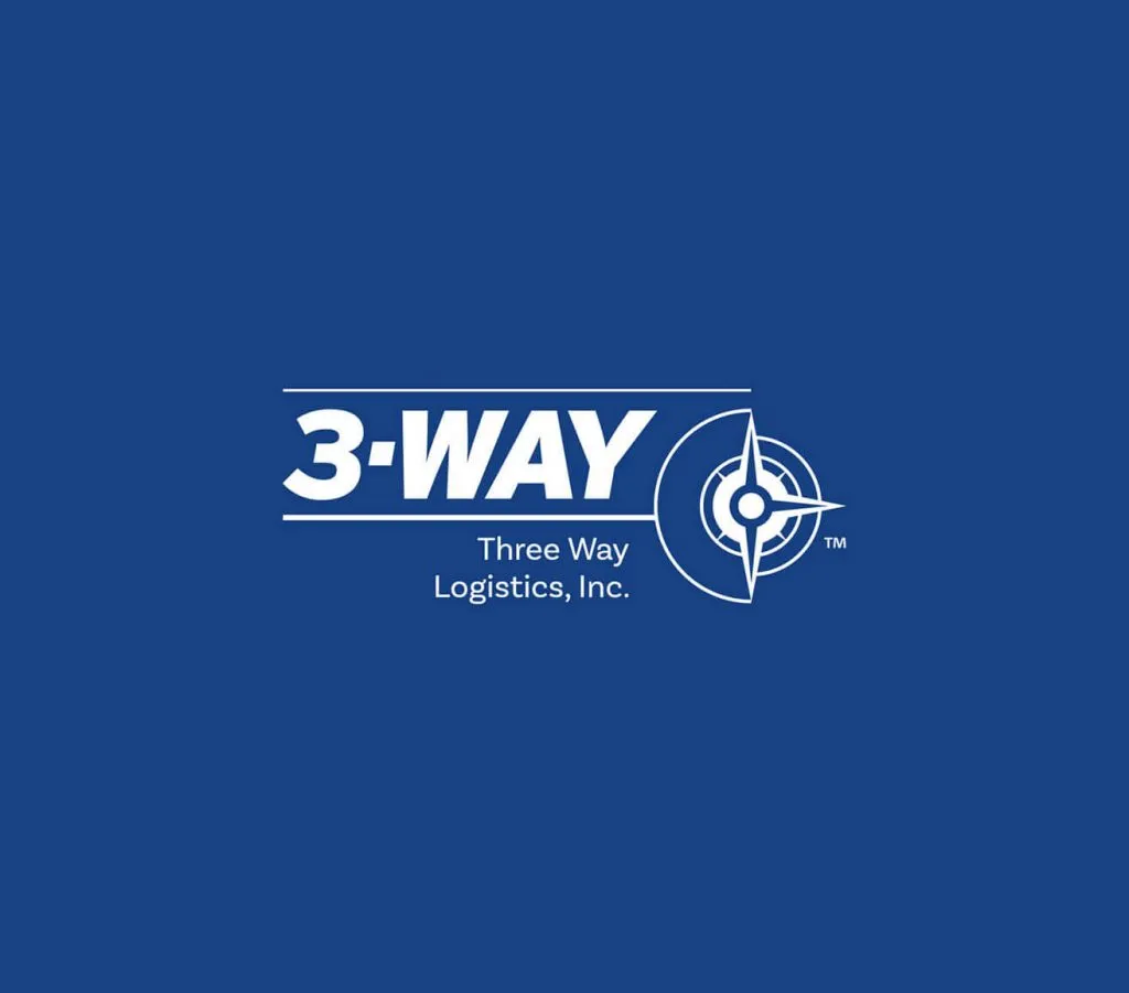 The Three Way Logistics, Inc. logo on a blue background, 