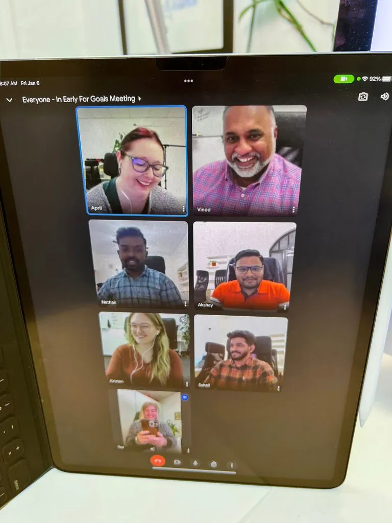 The myheartcreative OKC web design team meets together over video chat. 