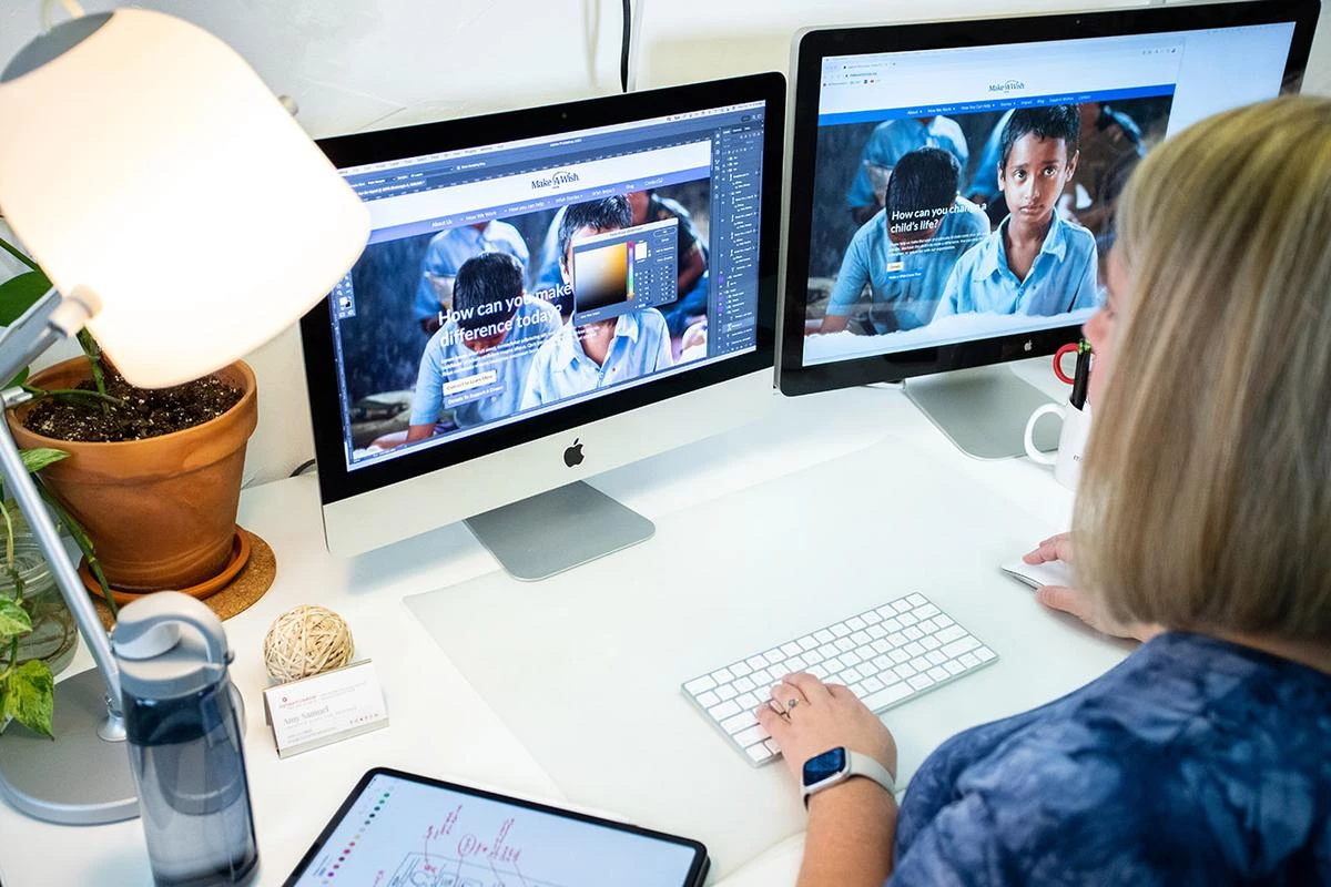 The Creative Director choosing the appropriate colors during the design and development of Make-A-Wish India's website. 