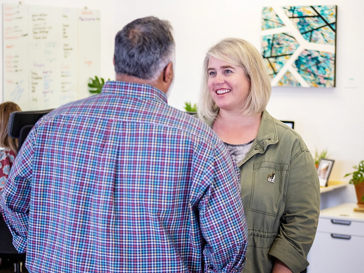 Marketing team discussing SEO strategy.