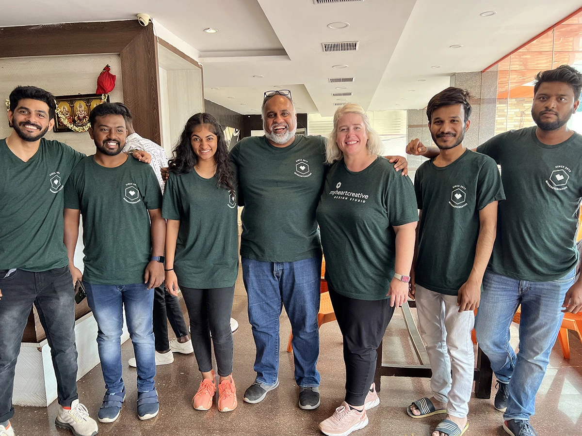 2023 Reflections & 2024 Projections - myheartcreative The myheartcreative team wearing matching green t-shirts.