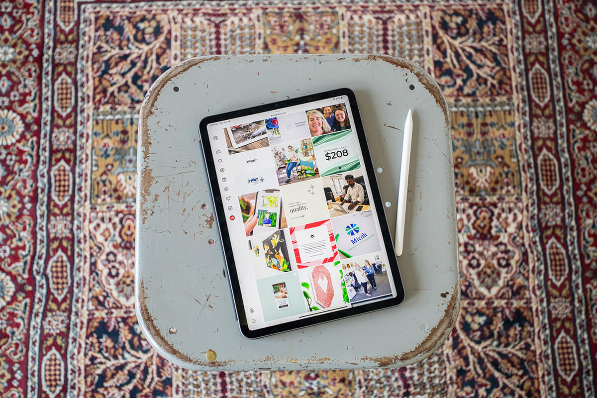 The myheartcreative Instagram grid shown on an iPad. 