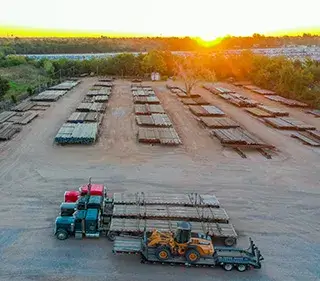 Drone image of pipe supply yard