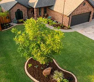 Drone image of landscaping project