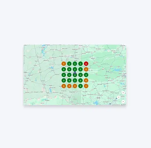 Results Map Example of visibility map during SEO campaign