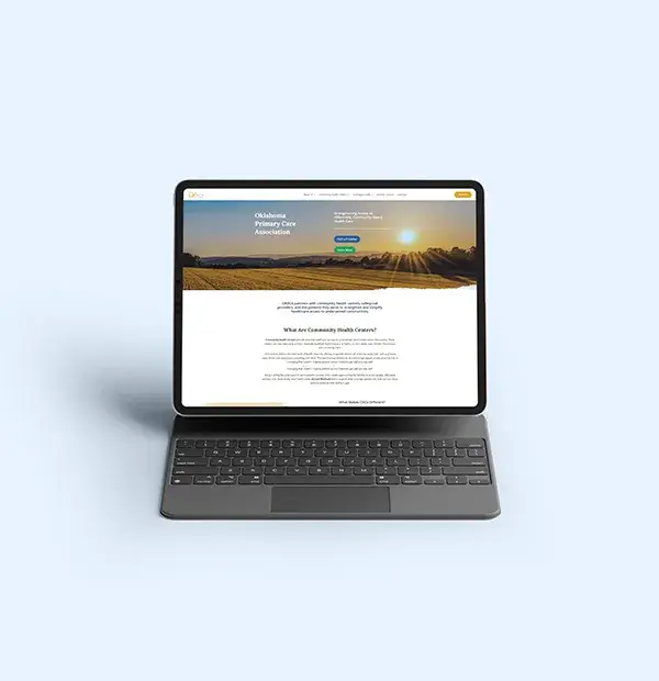 OKPCA website on tablet view