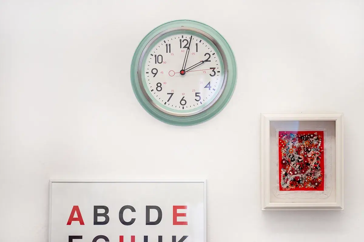 A clock hanging on a wall