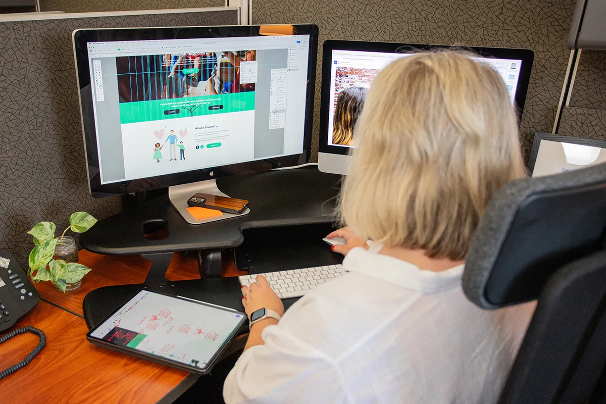 A website designer working on a design
