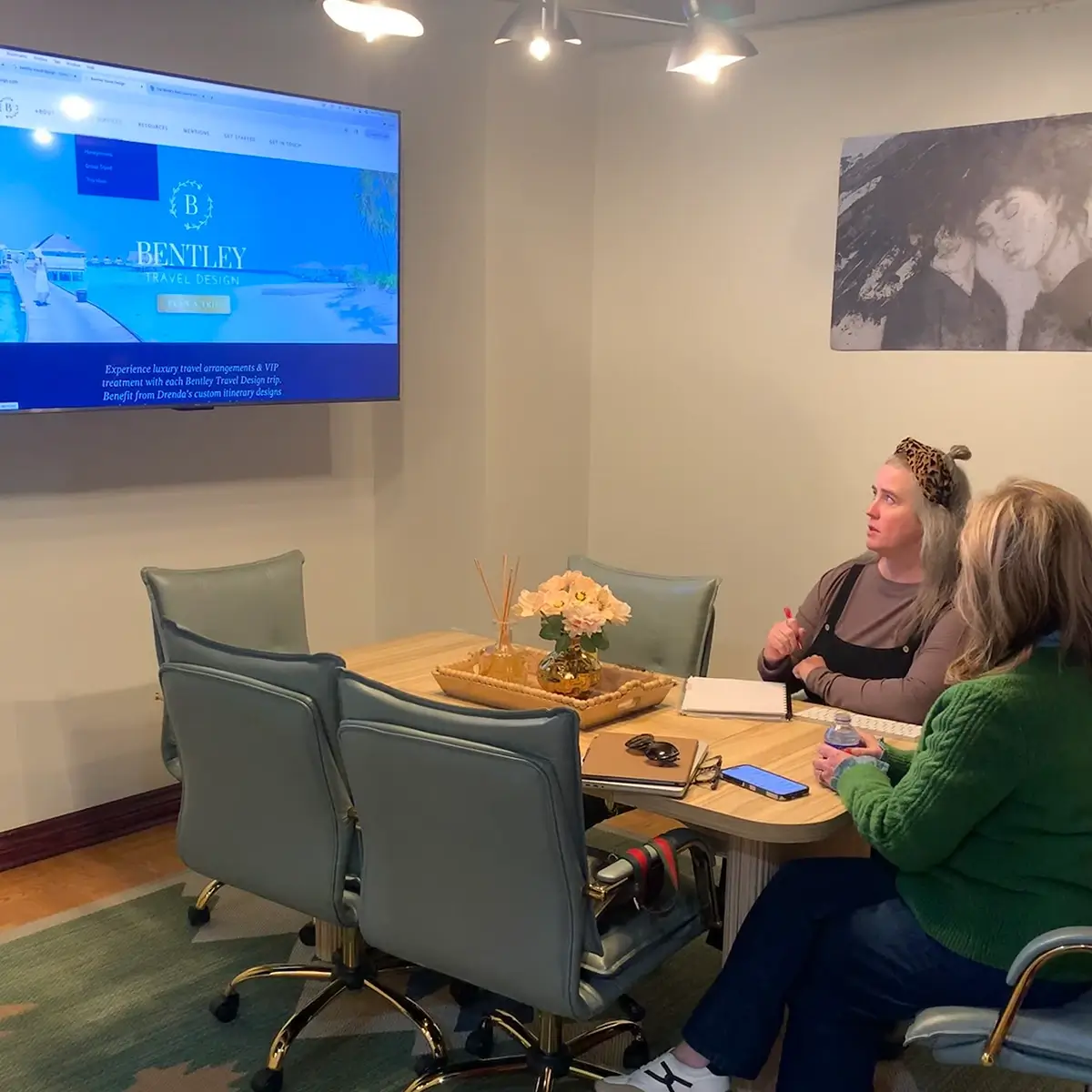 Amy meeting with Drenda from Bentley Travel Design