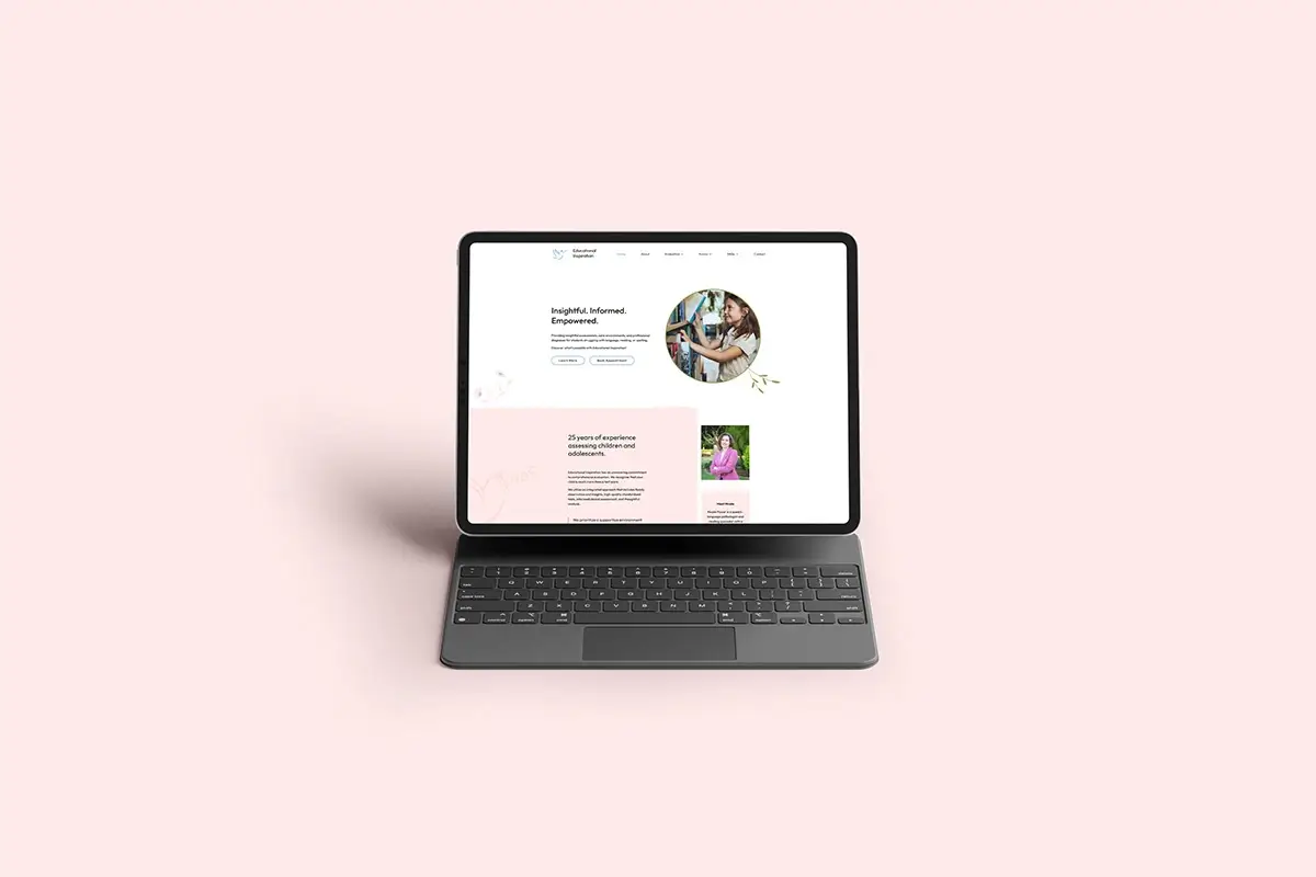 Website open on tablet device
