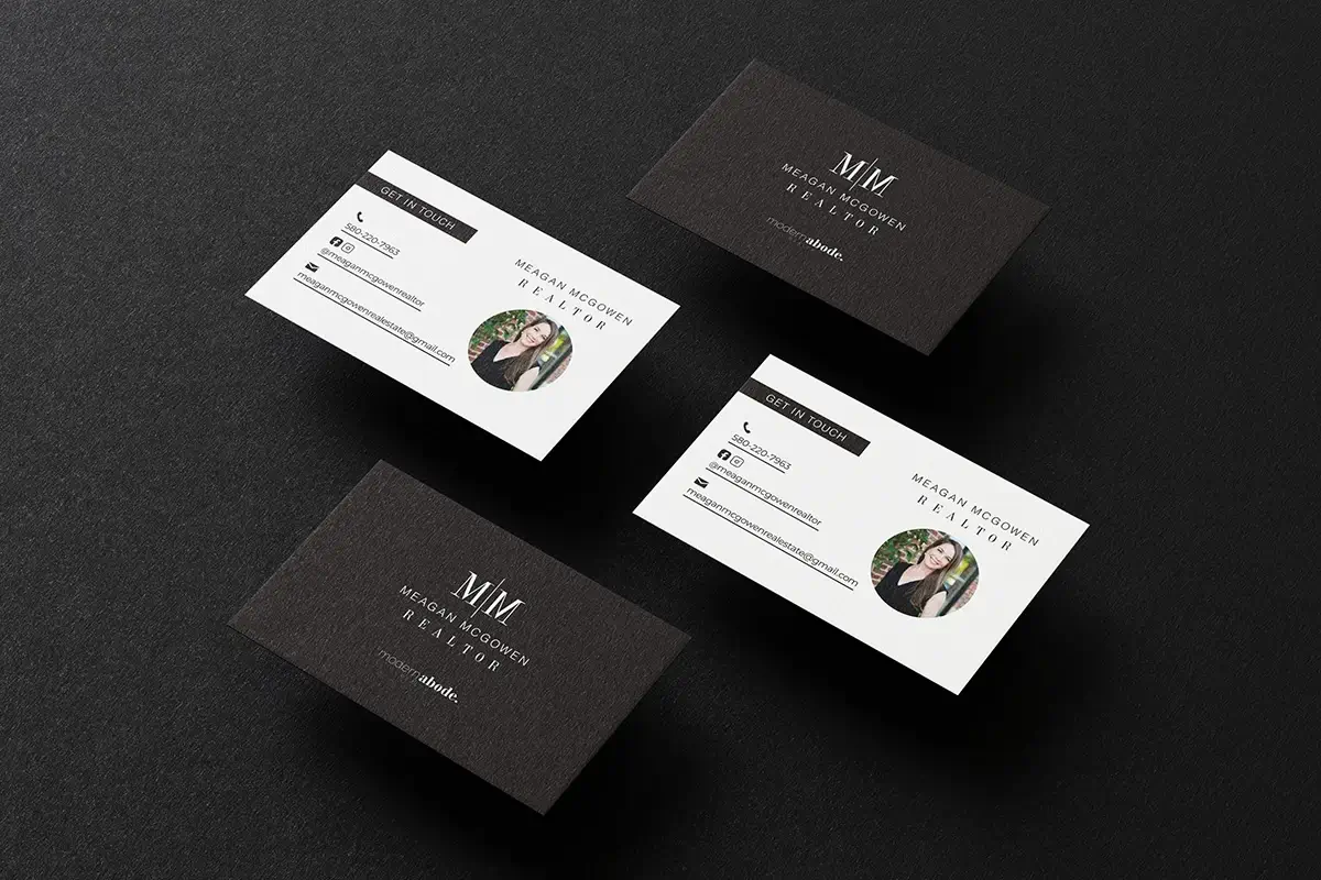 Do I Need Business Cards? - myheartcreative Black business cards featuring headshot and contact information